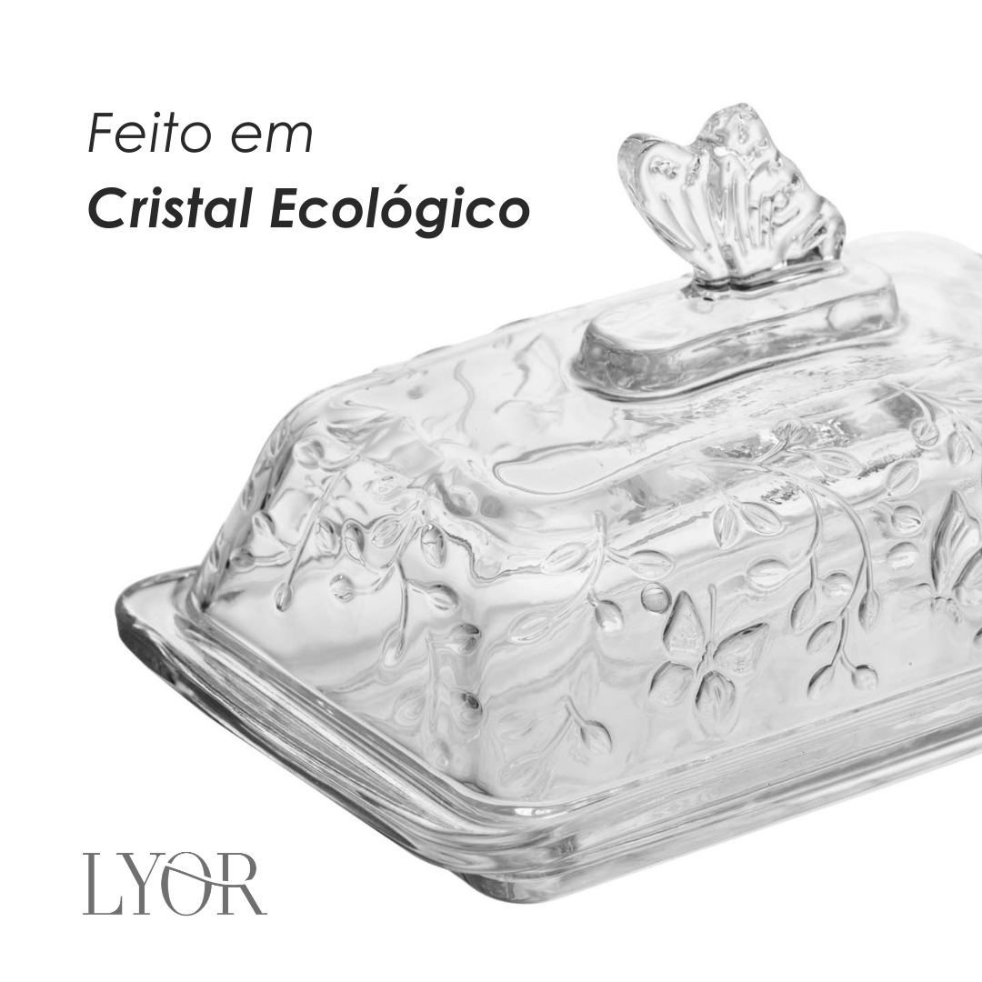Manteigueira com Tampa New Butterfly 18cm x 10cm x 10,8cm Cristal Ecológico - Lyor