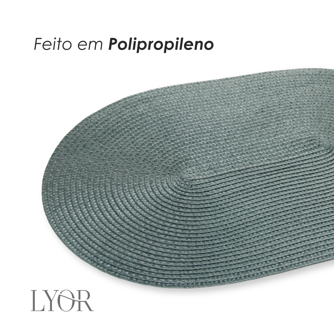 Lugar Americano Oval Fresno 46cm x 31cm Verde Militar Polipropileno - Lyor