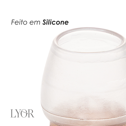Conjunto 16 Protetores de Piso para Pés de Cadeira com Feltro 2,5cm x 3,5cm Incolor Silicone - Lyor