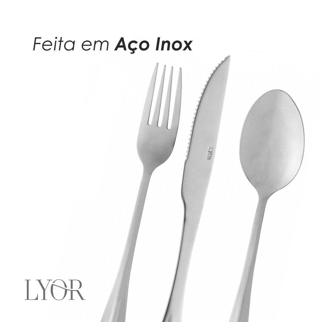 Conjunto 6 Peças Estojo de Neoprene Cinza com 3 Talheres Positano Canudo e Escovinha - Lyor