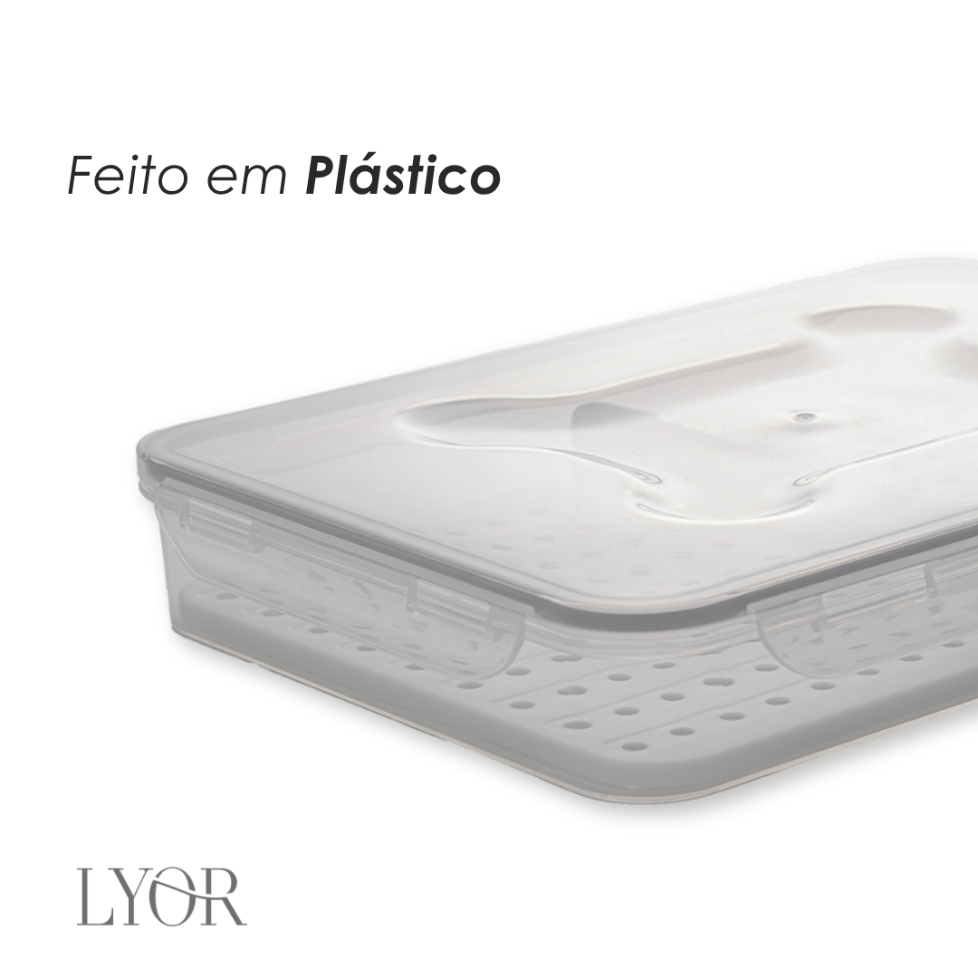 Porta Frios com Divisória e Tampa Hermética 26,5cm x 19cm x 4cm Branco Plástico - Lyor