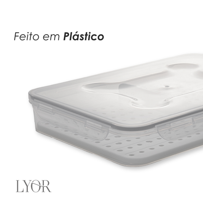 Porta Frios com Divisória e Tampa Hermética 26,5cm x 19cm x 4cm Branco Plástico - Lyor