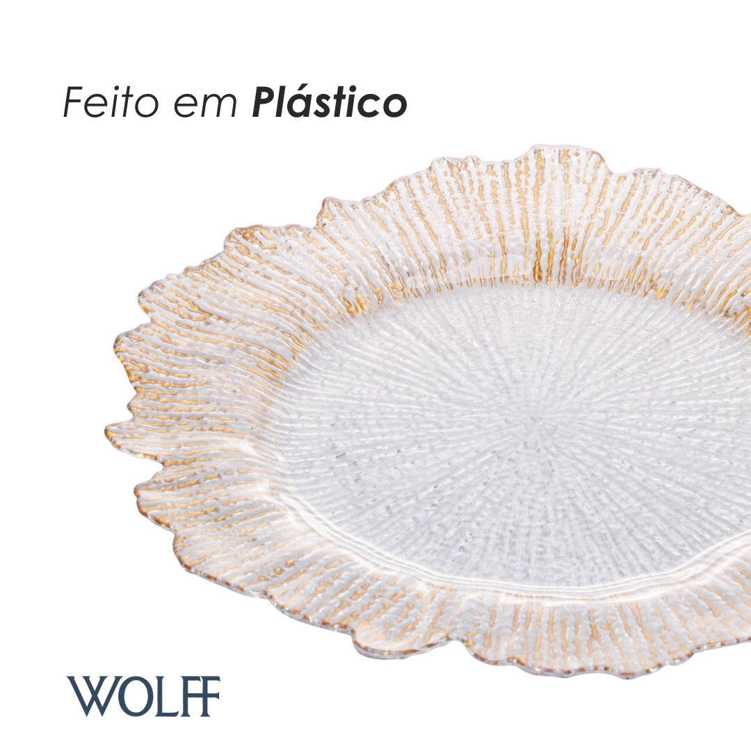 Sousplat de Plástico com Fios de Ouro 33cm - Wolff