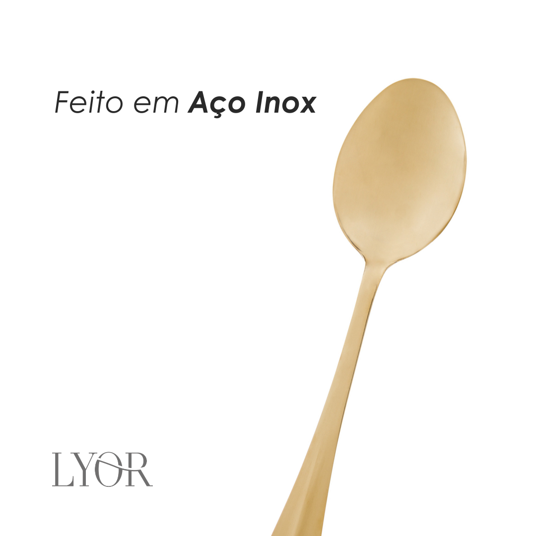 Colher para Servir de Aço Inox Positano Dourada 26cm- Lyor