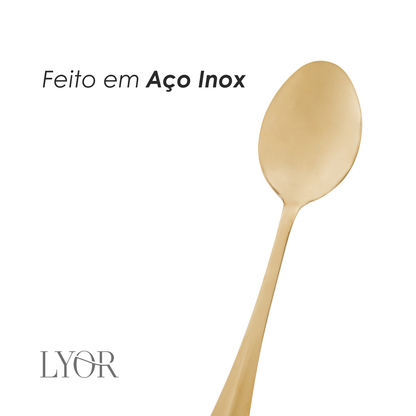 Colher para Servir de Aço Inox Positano Dourada 26cm- Lyor