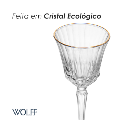 Taça de Vinho Belle Jour com Fio de Ouro 250ml Cristal Ecológico - Wolff