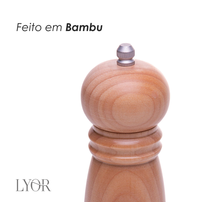 Moedor para Sal e Pimenta Nature 5cm x 5cm x 17cm Bambu - Lyor