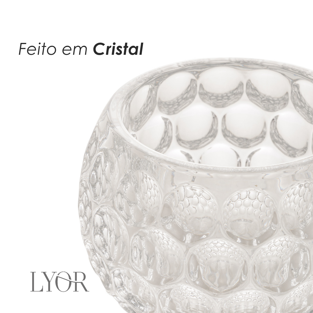 Porta Velas de Cristal Bolhas 11cm x 9cm - Lyor