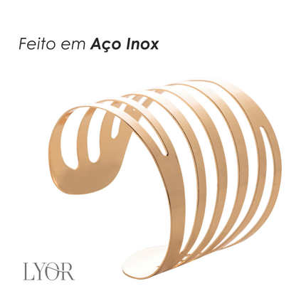 Conjunto 4 Anéis para Guardanapo de Aço Curves Dourado 4cm - Lyor