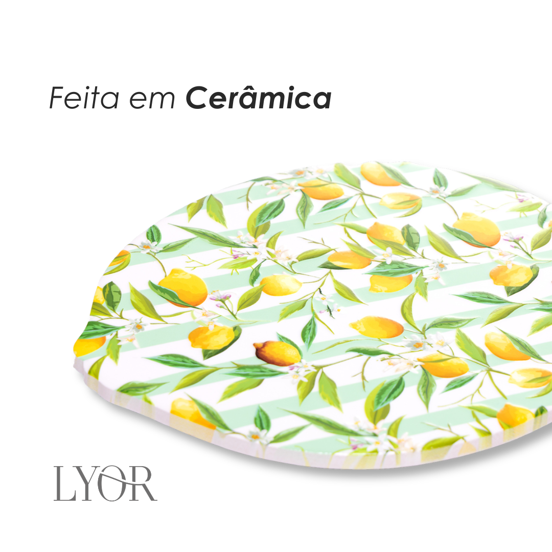 Placa Decorativa Limão Siciliano 18cm x 23cm Cerâmica - Lyor