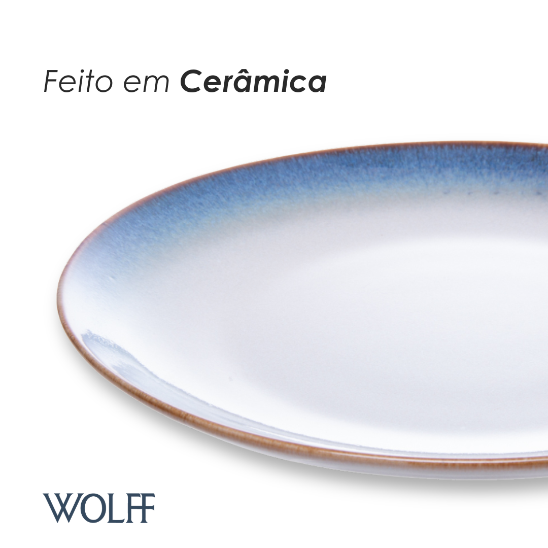 Prato para Sobremesa Amazônia 20,5cm Azul Cerâmica - Wolff