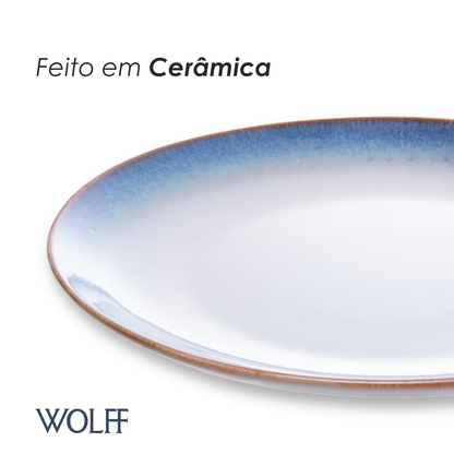 Prato para Sobremesa Amazônia 20,5cm Azul Cerâmica - Wolff