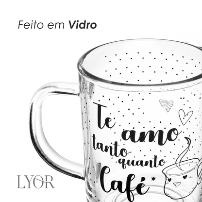 Conjunto 2 Canecas de Vidro Te Amo 220ml - Lyor