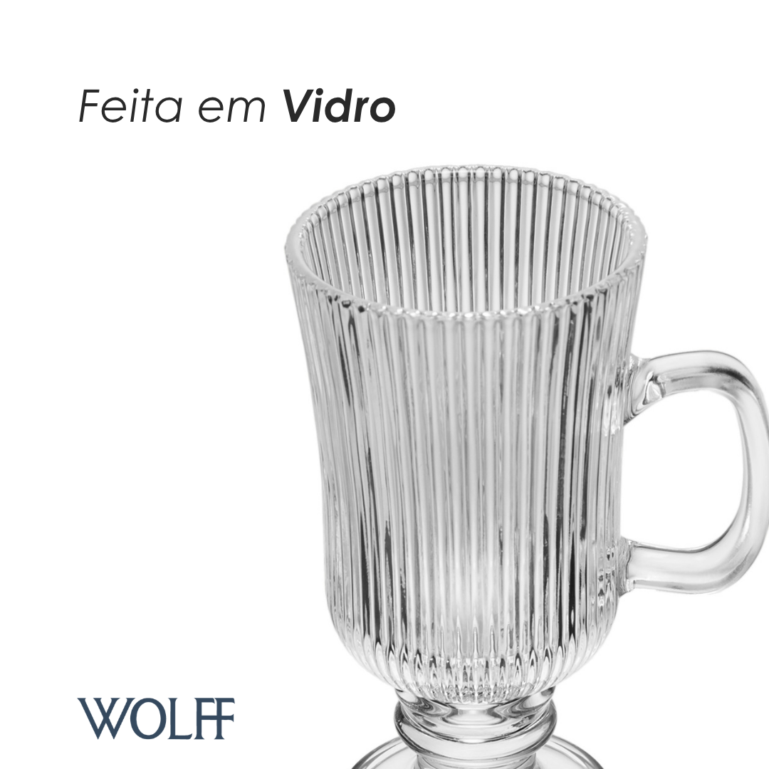 Taça de Cappuccino Lines 240ml Vidro - Wolff