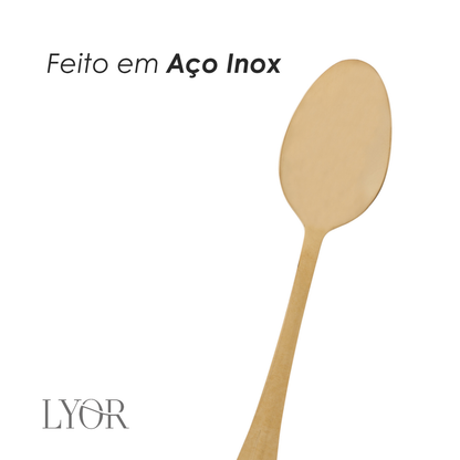 Conjunto 6 Talheres para 2 Pessoas de Aço Inox Positano Dourado - Lyor