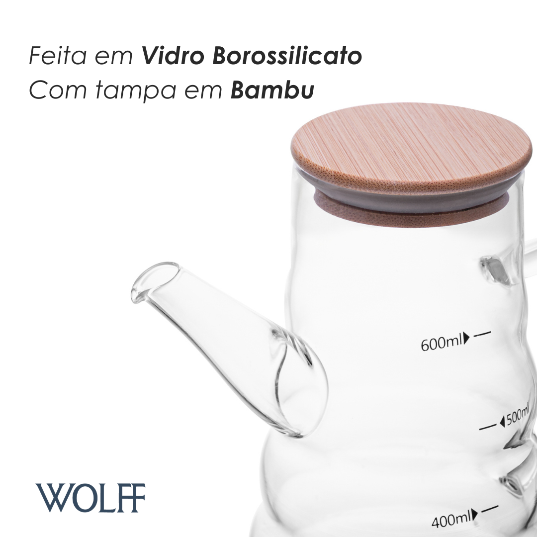 Garrafa para Azeite com Tampa de Bambu 600ml - Wolff