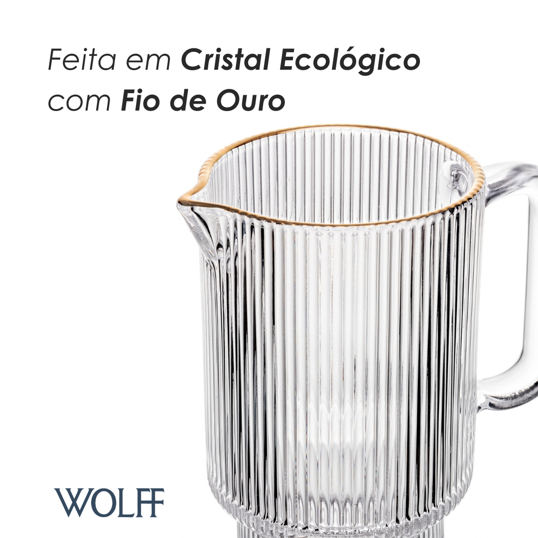 Jarra Wolff Lines com Fio de Ouro 900ml Cristal Ecológico - Wolff
