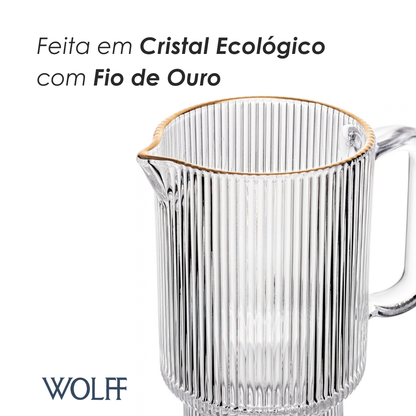 Jarra Wolff Lines com Fio de Ouro 900ml Cristal Ecológico - Wolff