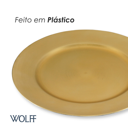 Sousplat de Plástico Opala Dourado 33cm - Lyor