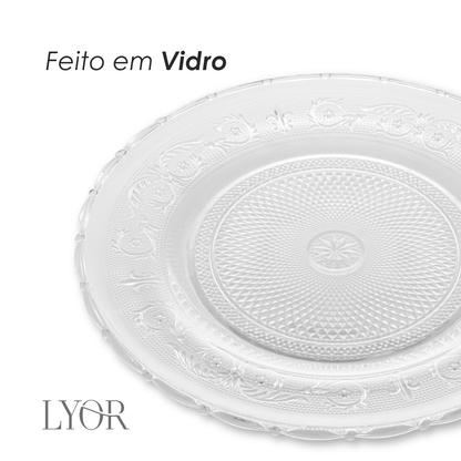 Prato Raso de Vidro para Bolo Angel 30cm x 30cm x 2,5cm - Lyor
