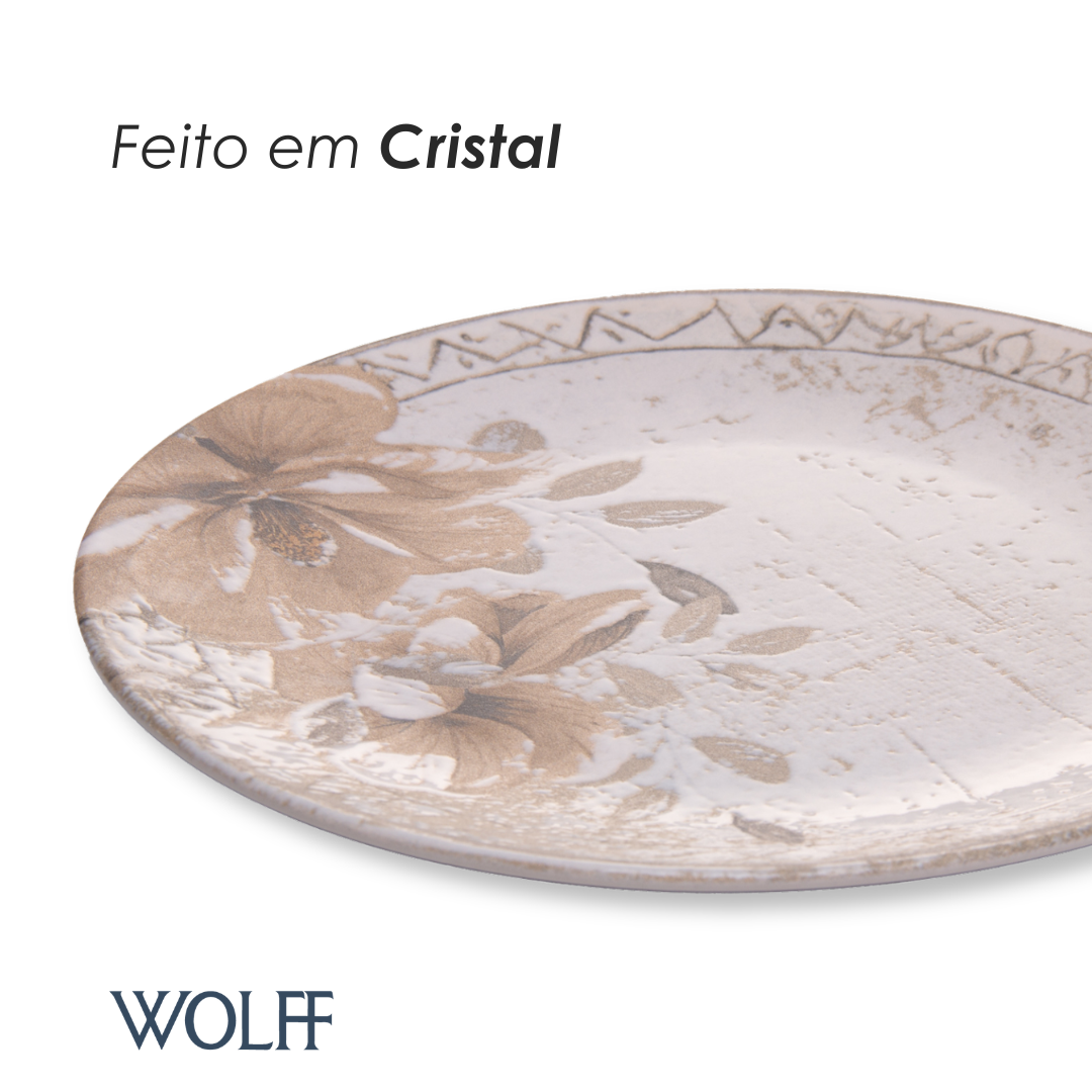 Prato Raso Magnólia 25cm Bege Cerâmica - Wolff