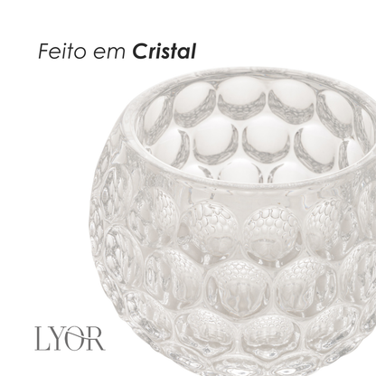 Porta Velas de Cristal Bolhas 10cm x 9,5cm x 7,5cm - Lyor