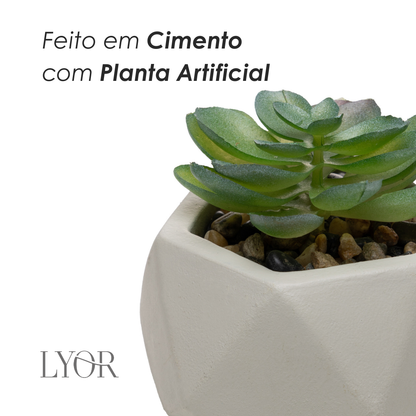 Cachepot com Sucelenta Artificial Prismatto 8cm x 7cm Cinza Cimento - Lyor