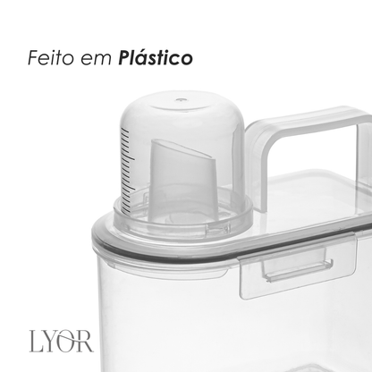 Pote Hermético Multiuso com Copo Medidor 14cm x 8,5cm x 15cm Plástico - Lyor