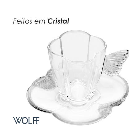 Conjunto 4 Xícaras de Café com Pires Butterfly 80ml Cristal - Wolff