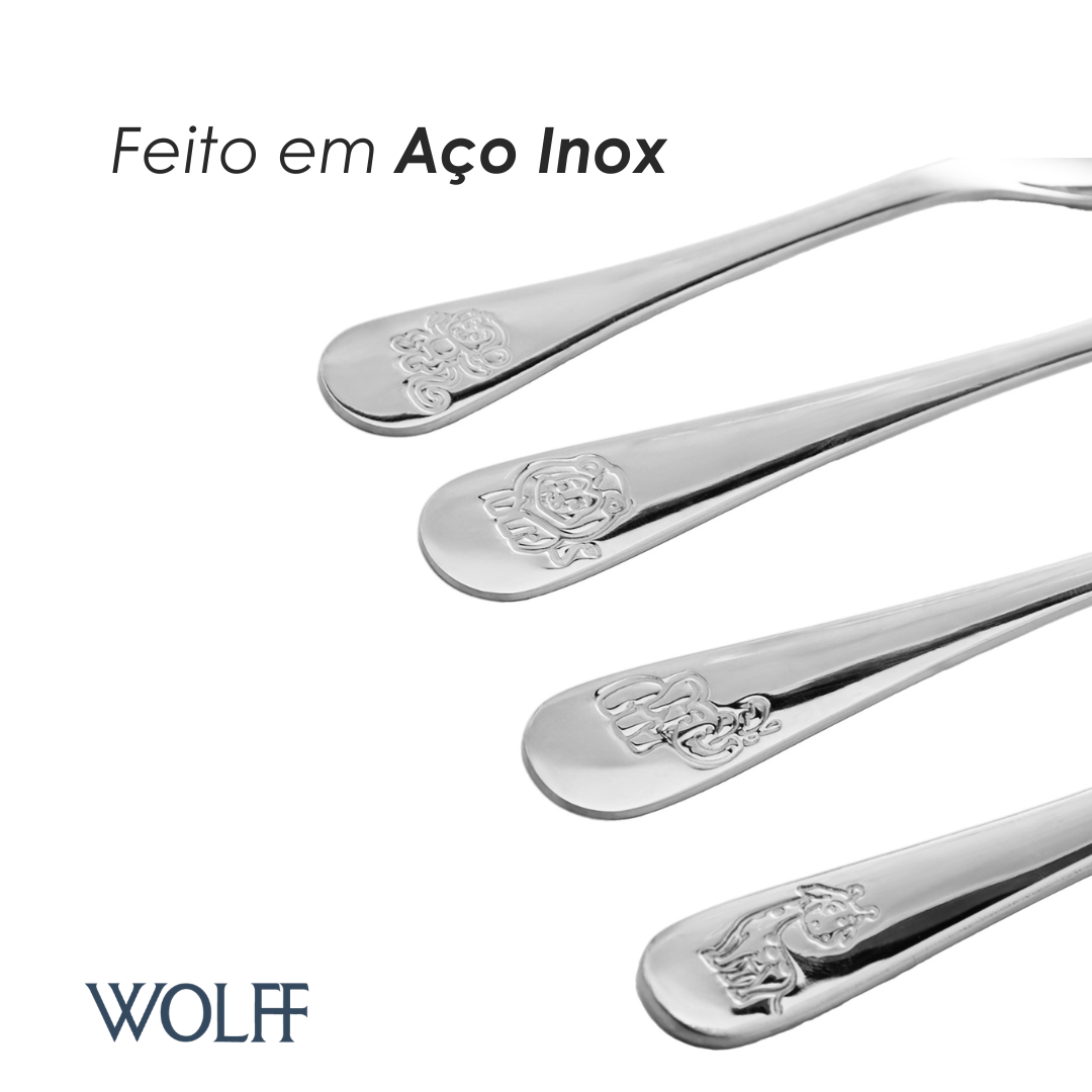 Conjunto 4 Talheres Zoo Kids Aço Inox - Wolff