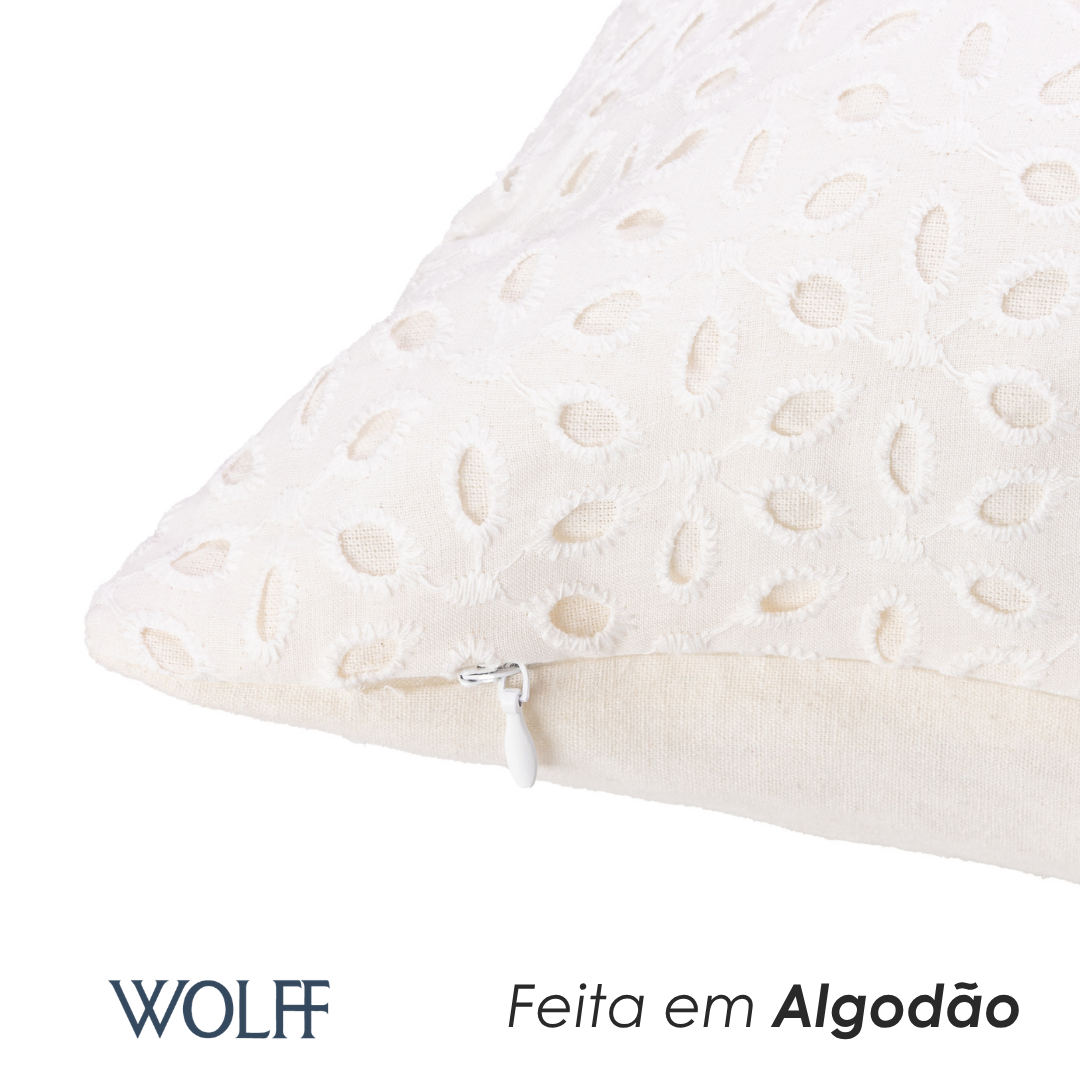 Capa para Almofada Doçura 43cm x 43cm Branca Algodão - Wolff