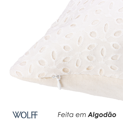 Capa para Almofada Doçura 43cm x 43cm Branca Algodão - Wolff