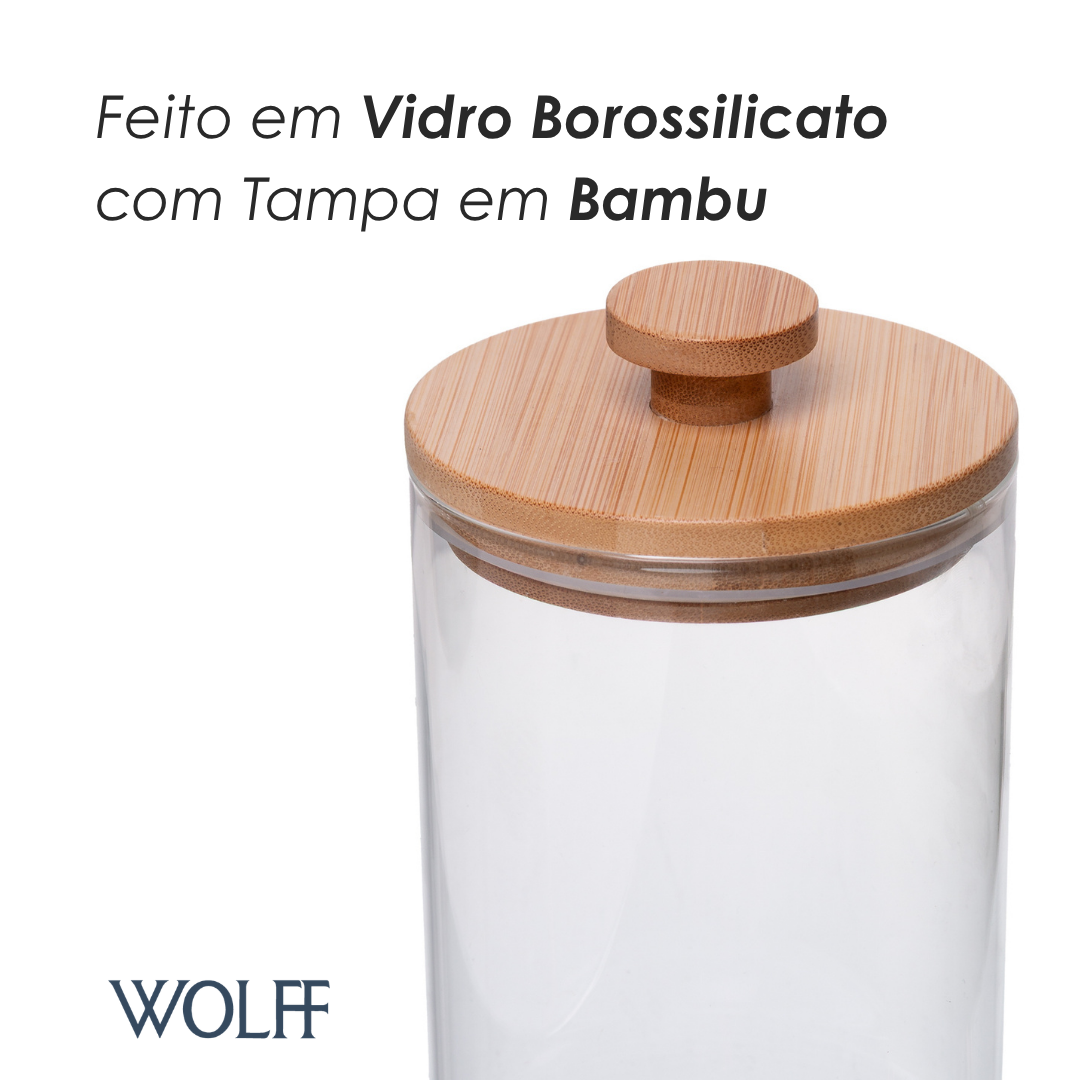Porta Mantimento com Tampa de Bambu Ekoa 1L Vidro Borossilicato - Wolff