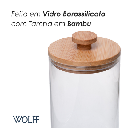 Porta Mantimento com Tampa de Bambu Ekoa 1L Vidro Borossilicato - Wolff