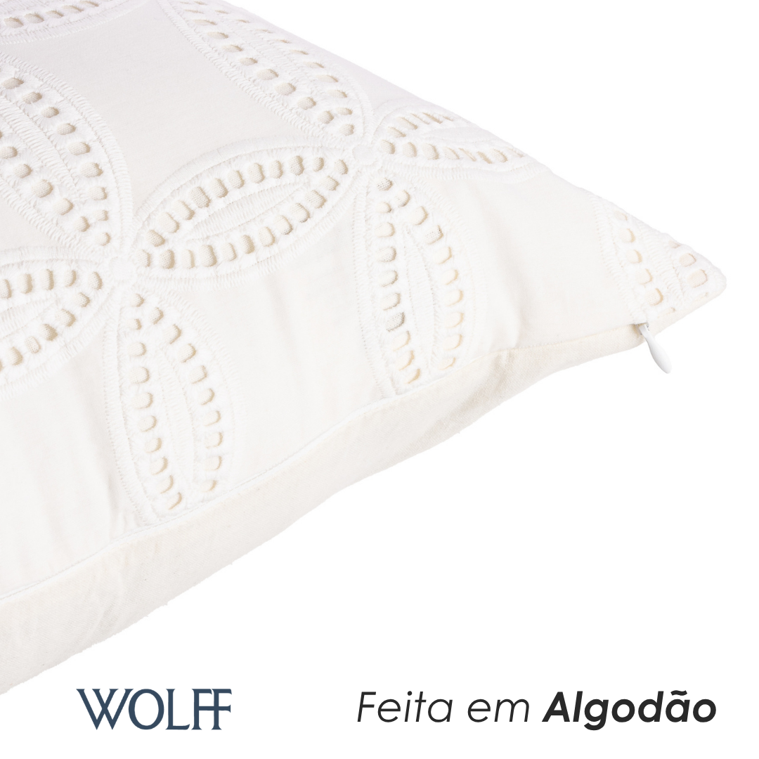 Capa para Almofada Aconchego 43cm x 43cm Branca Algodão Wolff