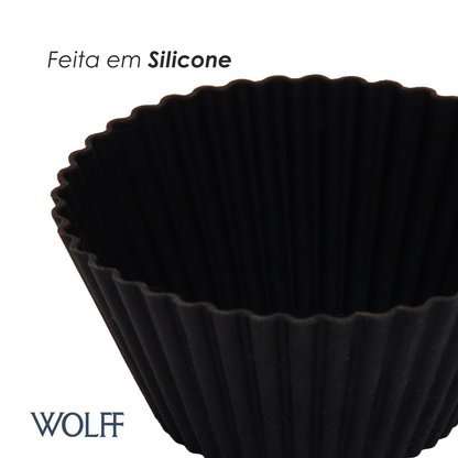 Conjunto 6 Formas Redondas para Cupcake 7cm x 3cm Preta Silicone - Lyor