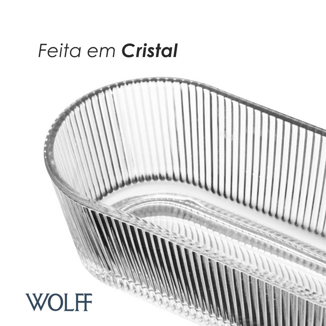 Petisqueira Oval Lines 16,5cm x 7,5cm x 5cm Cristal - Wolff