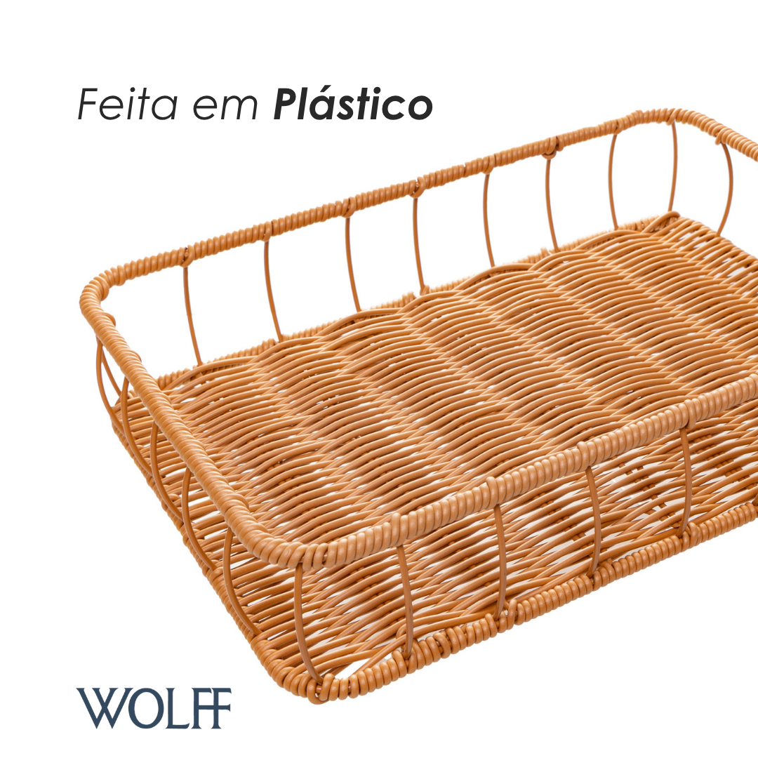 Bandeja Retangular Olaria 33cm x 23cm x 7cm Natural Plástico - Wolff