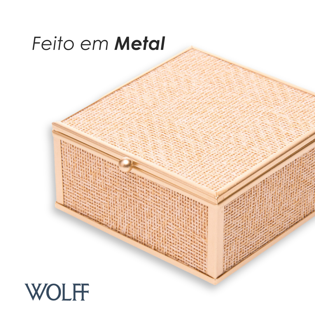 Porta-Joias Toscana 10cm x 11cm x 5,5cm Dourado Metal - Wolff