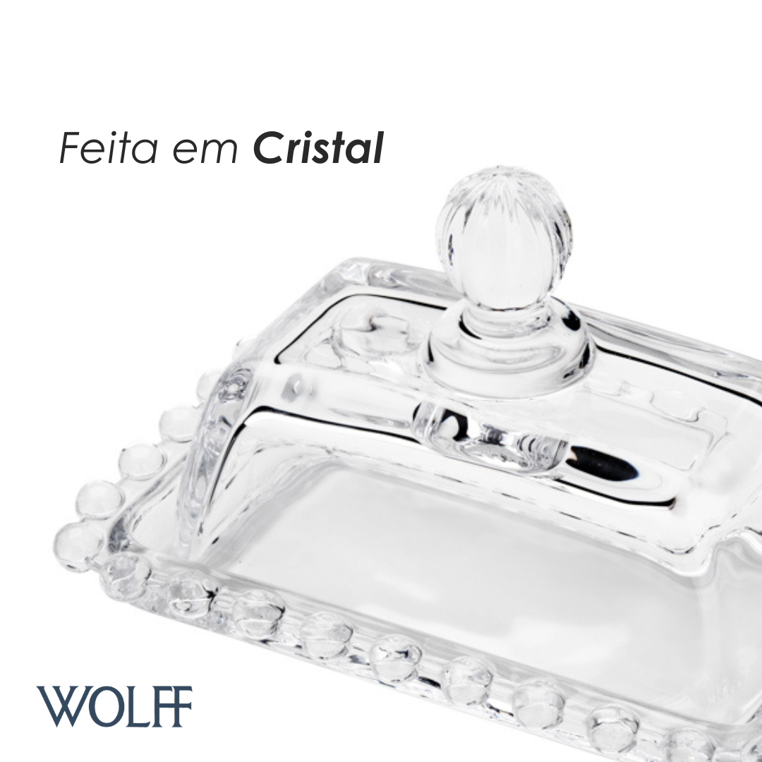 Manteigueira de Cristal Pearl 14cm x 9cm x 8cm - Wolff