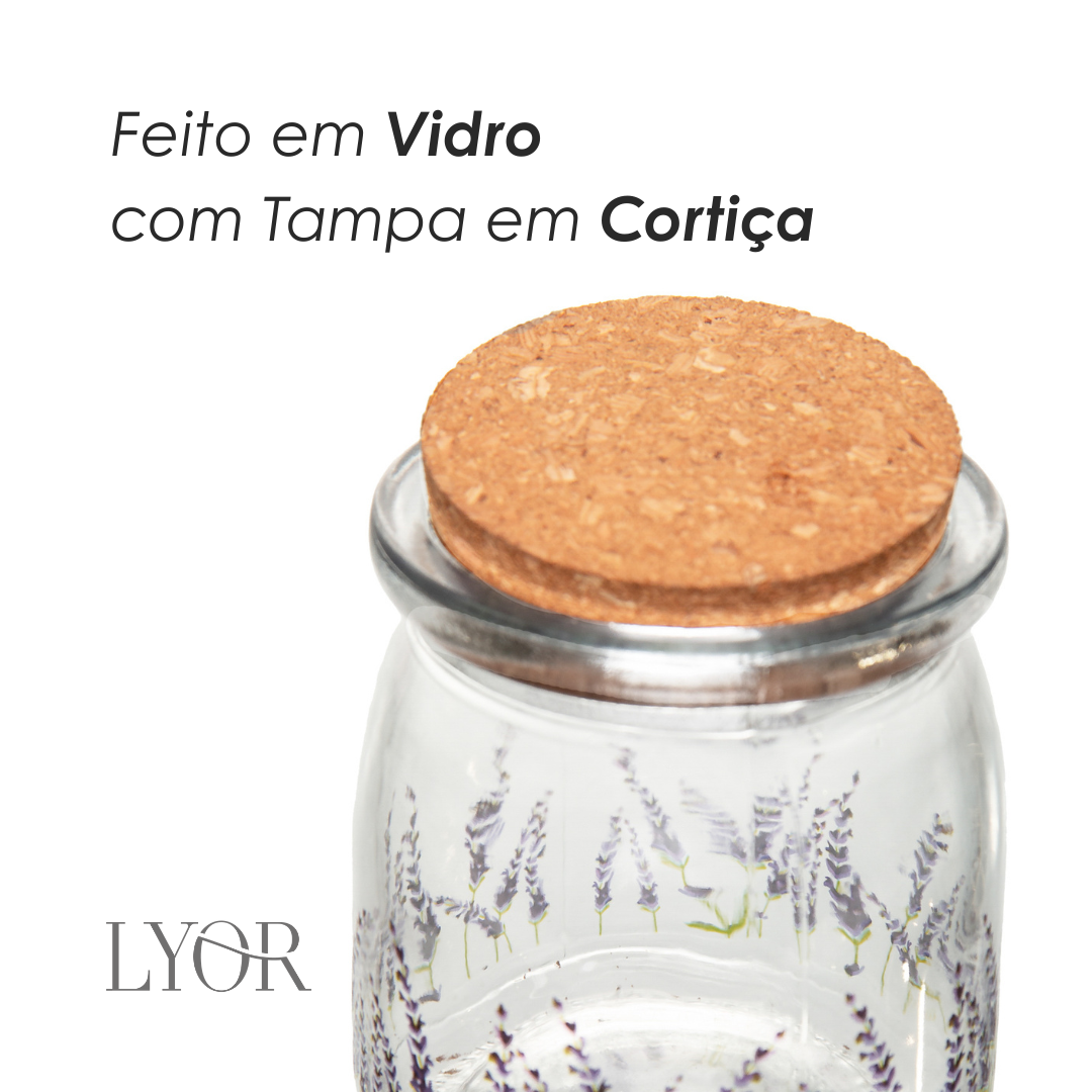 Pote Redondo com Tampa de Cortiça Provence 200ml Vidro - Lyor