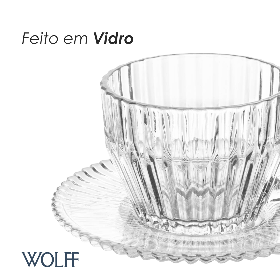 Conjunto 4 Xícaras de Chá de Cristal Império 220ml - Wolff
