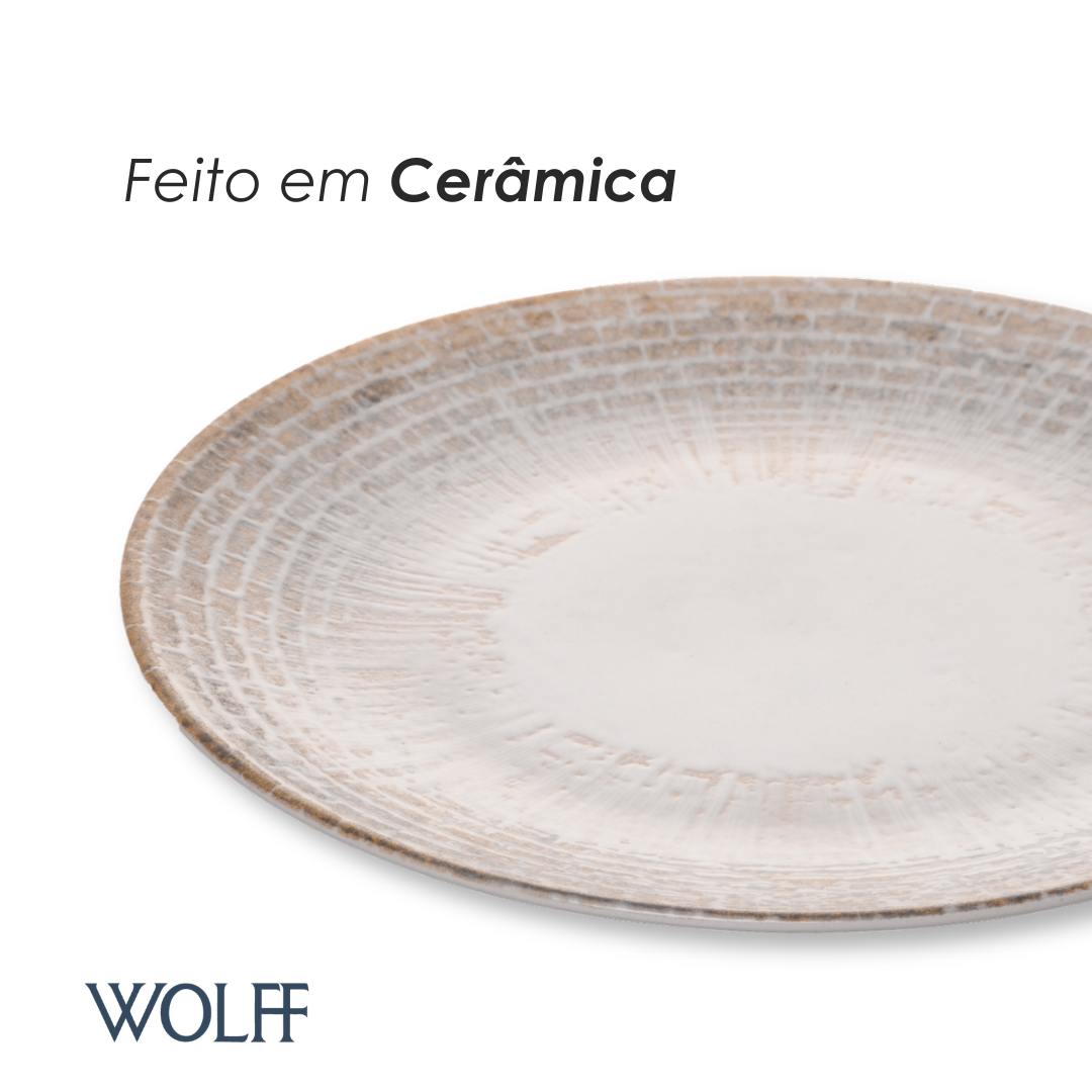 Prato Raso Maréa 25cm Off White Cerâmica - Wolff