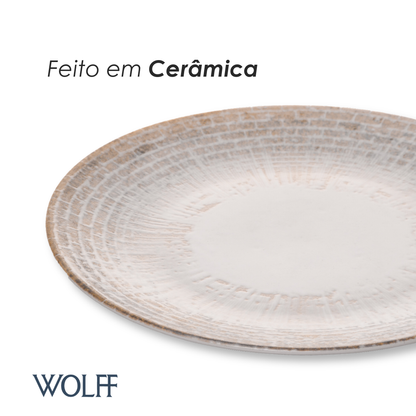 Prato Raso Maréa 25cm Off White Cerâmica - Wolff