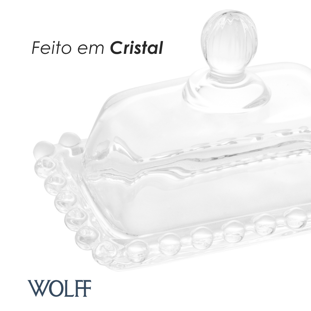 Manteigueira de Cristal Pearl 11cm x 7cm x 7cm - Wolff
