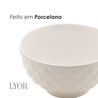 Bowl de Porcelana Diamond Branco 380ml - Lyor