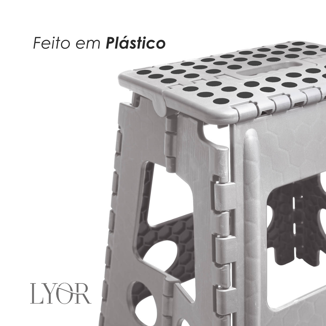 Banco Dobrável de Plástico Cinza 39cm - Lyor