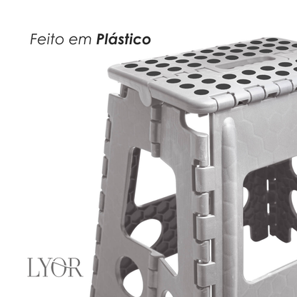Banco Dobrável de Plástico Cinza 39cm - Lyor