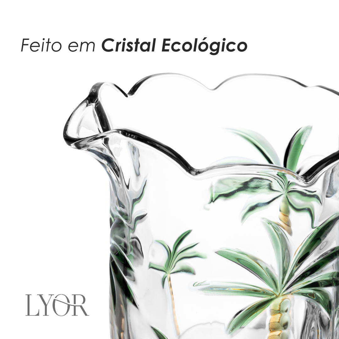 Conjunto Jarra com 6 Taças Palm Hand Painting 1,3L/240ml Cristal Ecológico - Lyor