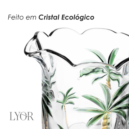 Conjunto Jarra com 6 Taças Palm Hand Painting 1,3L/240ml Cristal Ecológico - Lyor